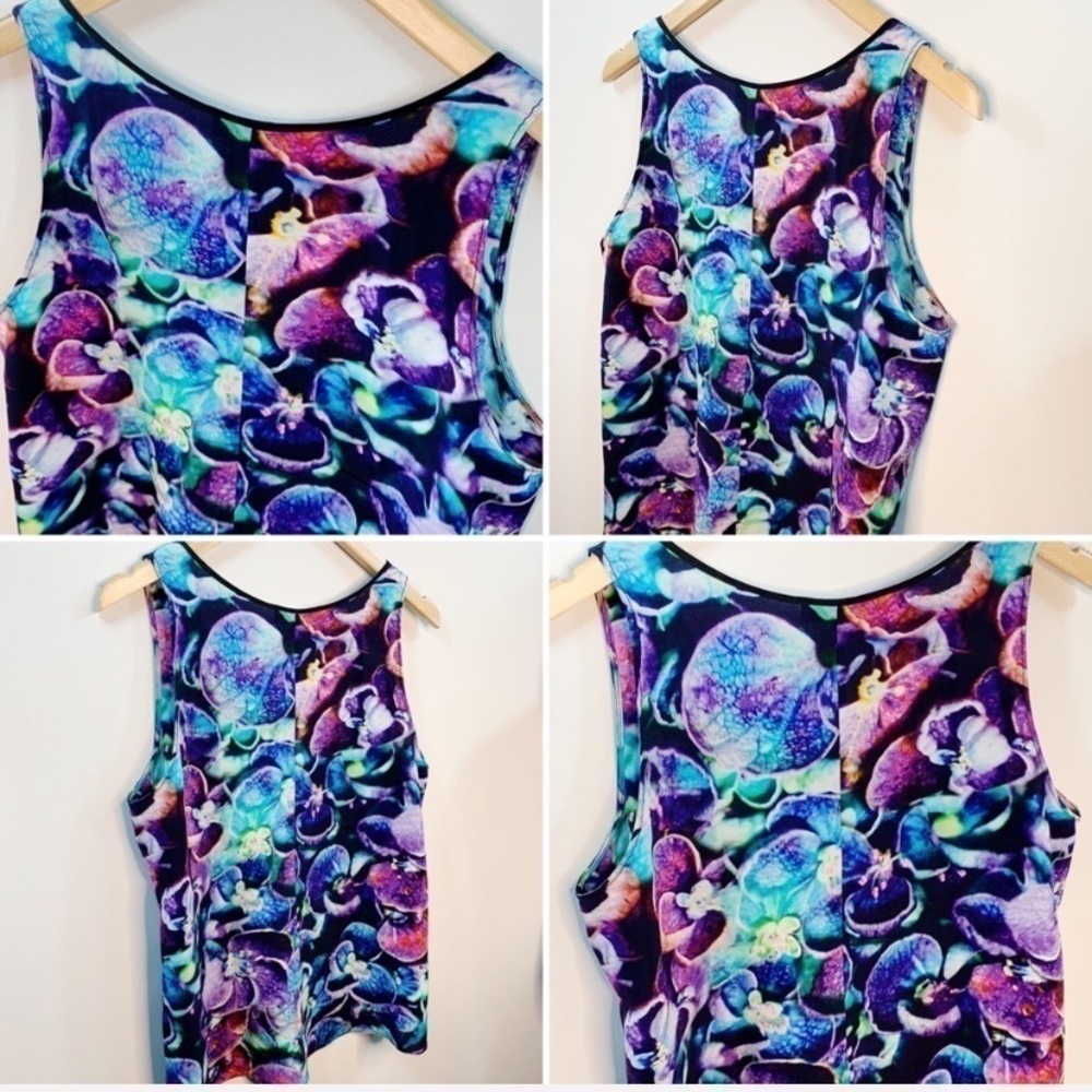 Sandro Bright Orchid Floral Print Silk Shell - Picture 4 of 7